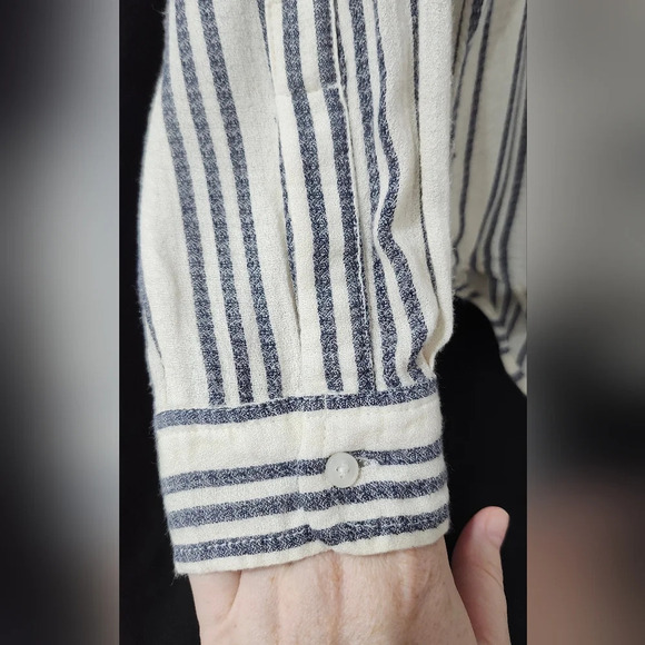 Lucky Brand Womens Button Front Size S Black Striped Classic Layering‎ - Picture 5 of 8